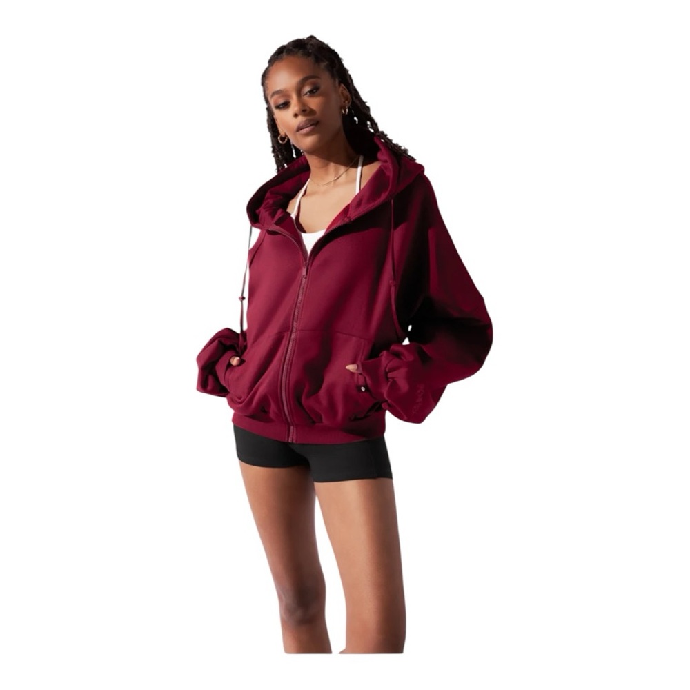 Women's Maroon Zip-Up Hoodie